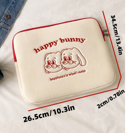 Happy Bunny - Bolso protector para laptop o tablet