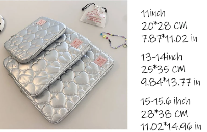 Silver Shinny Heart - Bolso protector para laptop o tablet