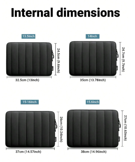 Black Lines Puffy - Bolso protector para laptop o tablet