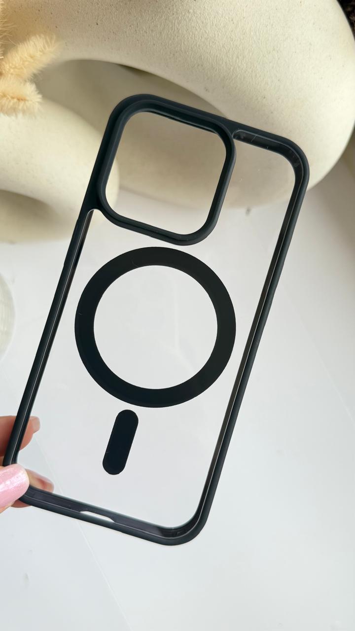 Black/Clear con Magsafe para iPhone 15 Pro