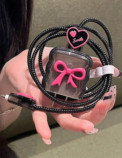 Protector para cable de carga: Black Pink