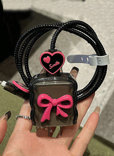 Protector para cable de carga: Black Pink