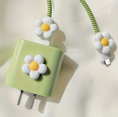 Protector para cable de carga: Green flower