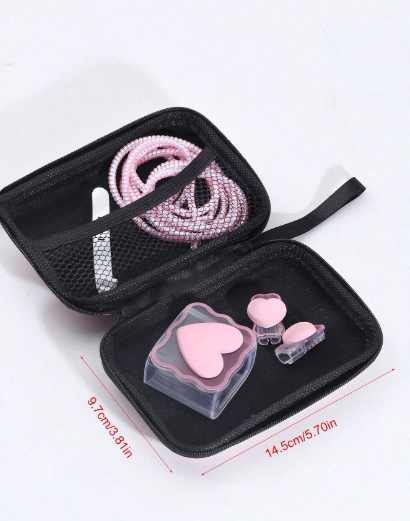 SET: Estuche y protector para cable de carga: Pink Heart